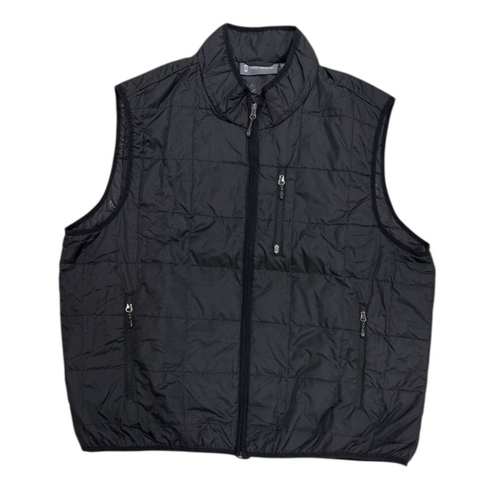 Free Country Men's Wind-Resistant Relaxed Fit Quilted Vest - Black
